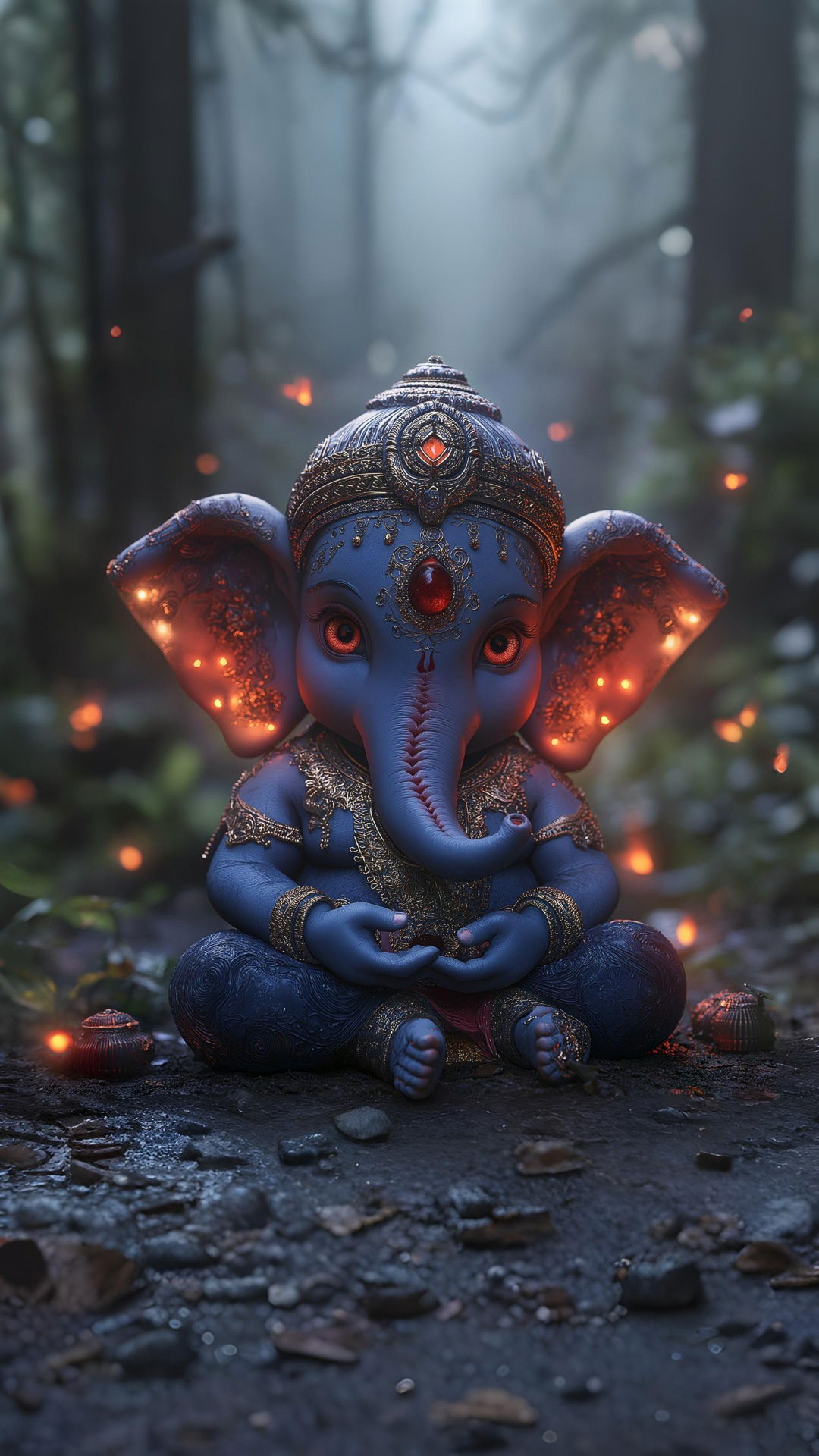 Ganesha amidst a glowing forest