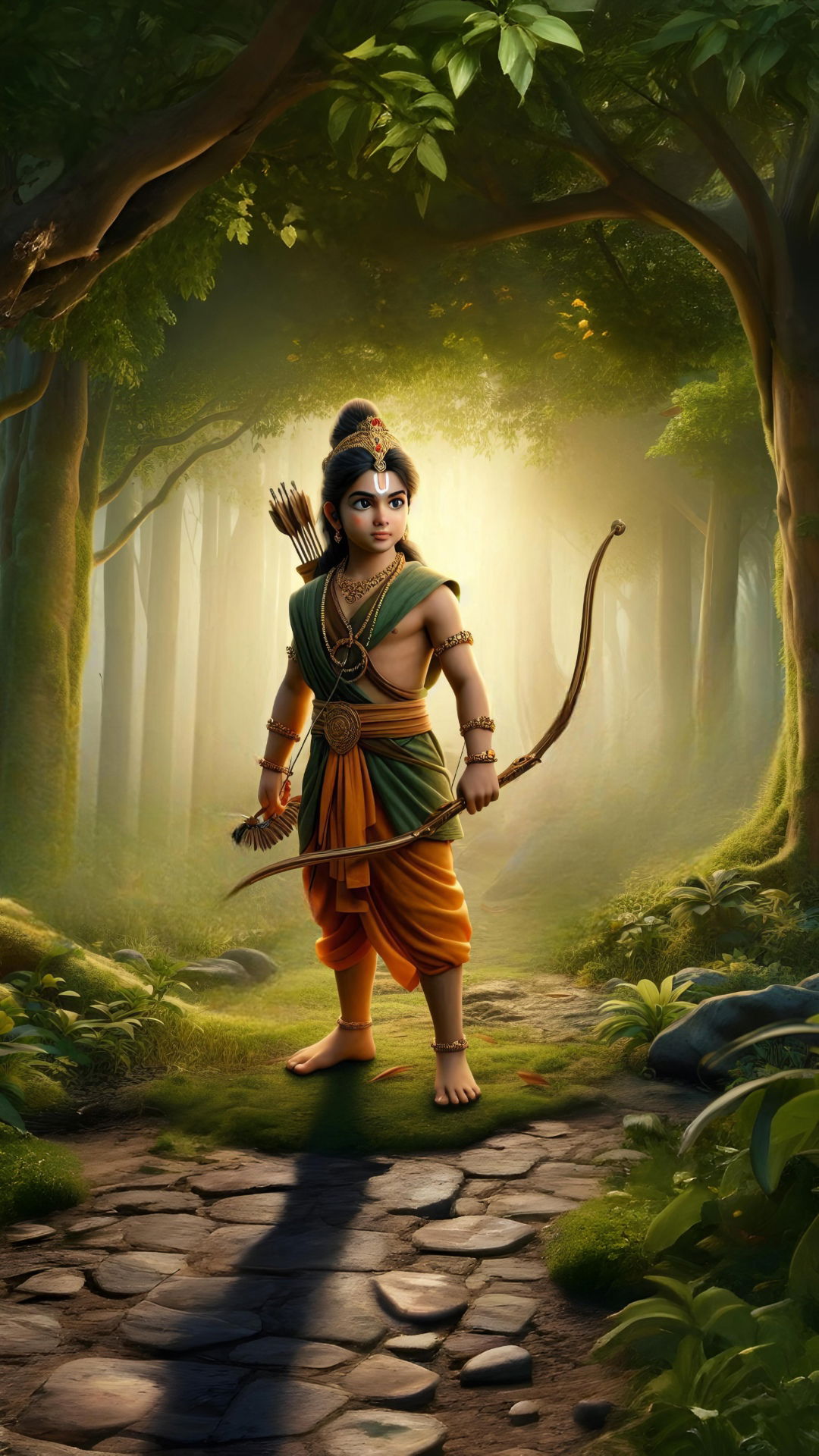 Young Ram stands ready with bow.