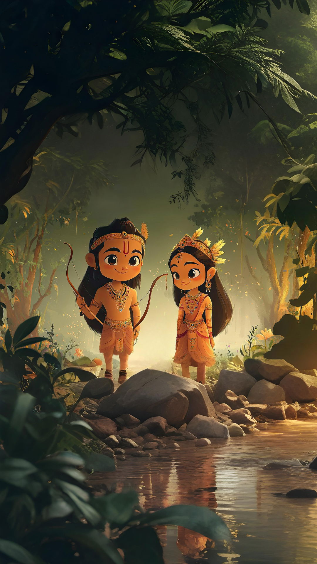 Young Ram and Lakshman in forest