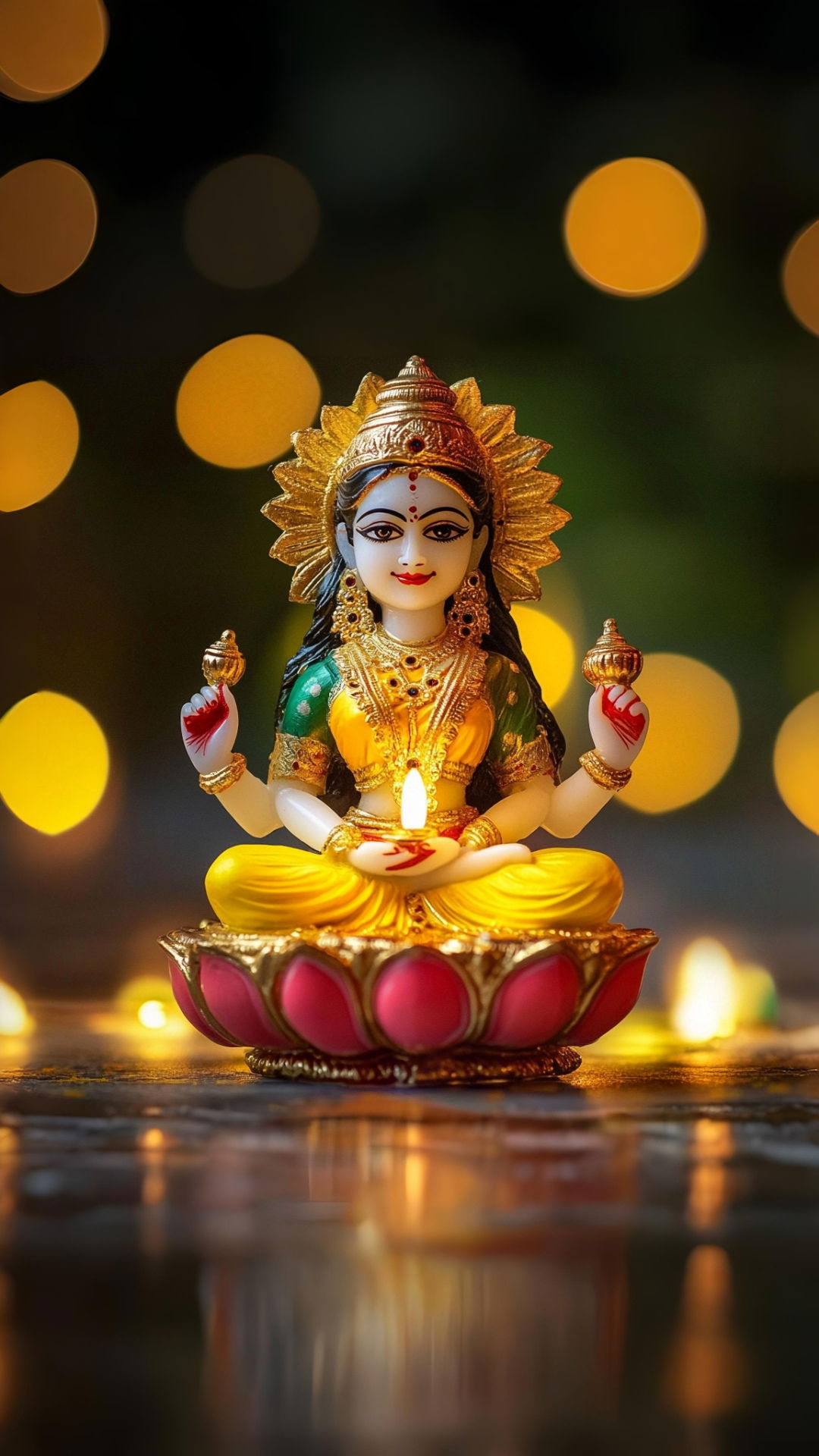 Goddess Lakshmi seated on a lotus