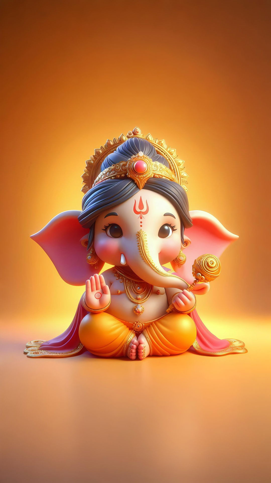Cute baby Ganesha with modak