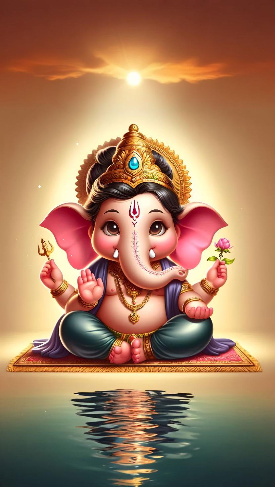 Lord Ganesha sitting in meditative pose