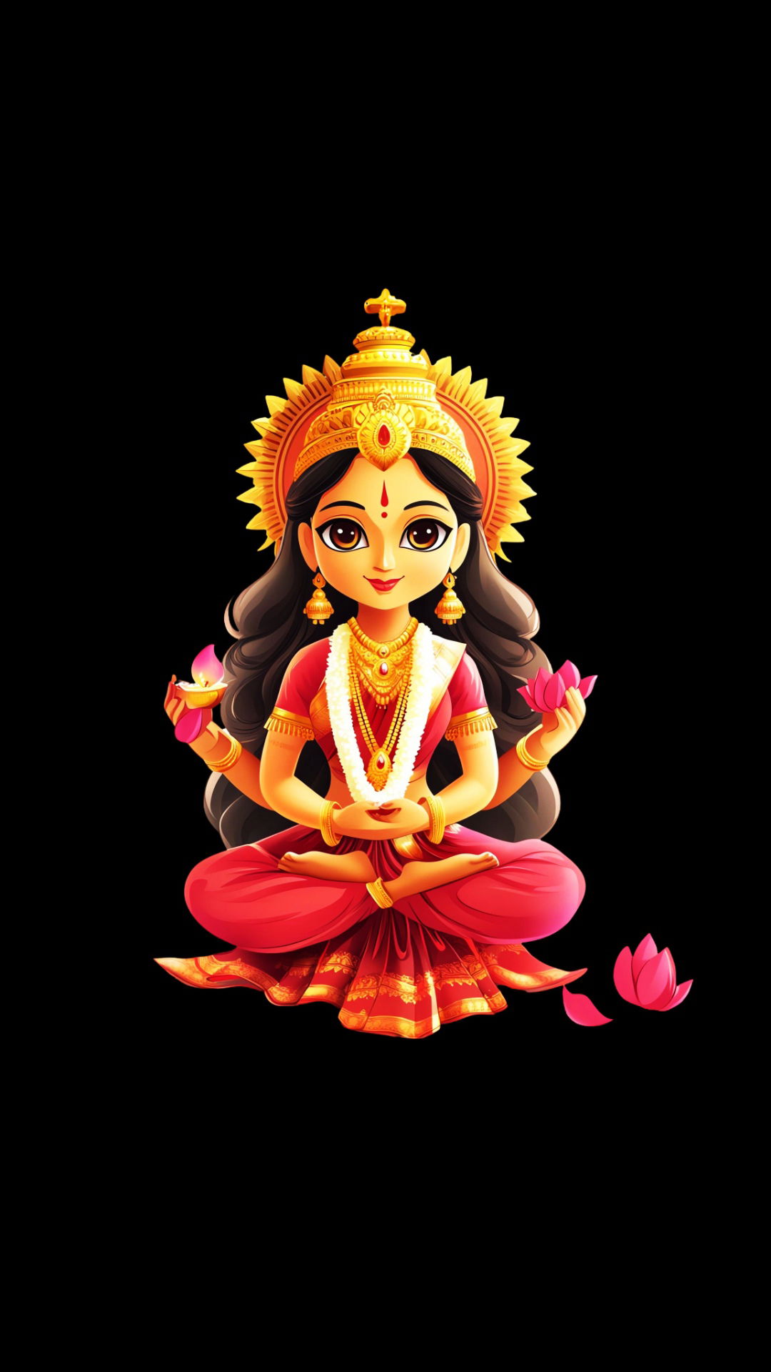 Goddess Lakshmi with lotus flowers