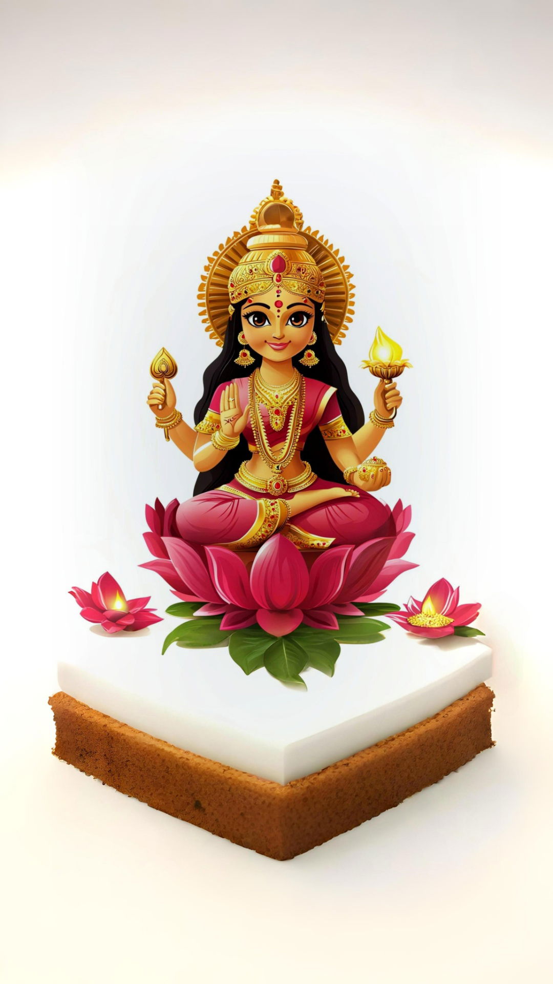 Goddess Lakshmi seated on lotus flower