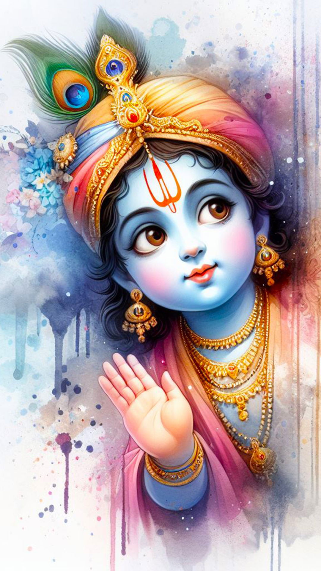 Cute baby Krishna with peacock feather