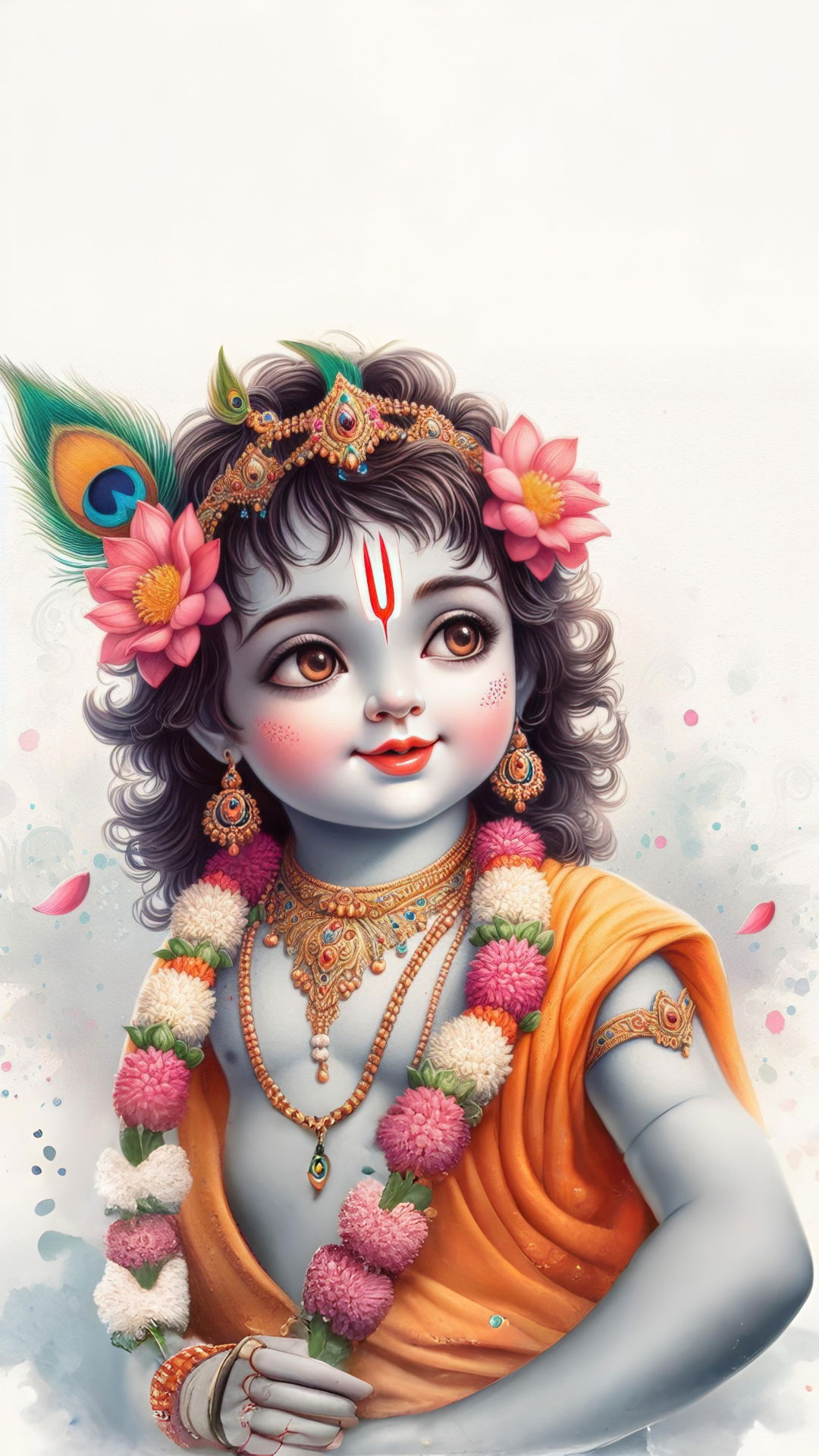 Adorable baby Krishna with peacock feather