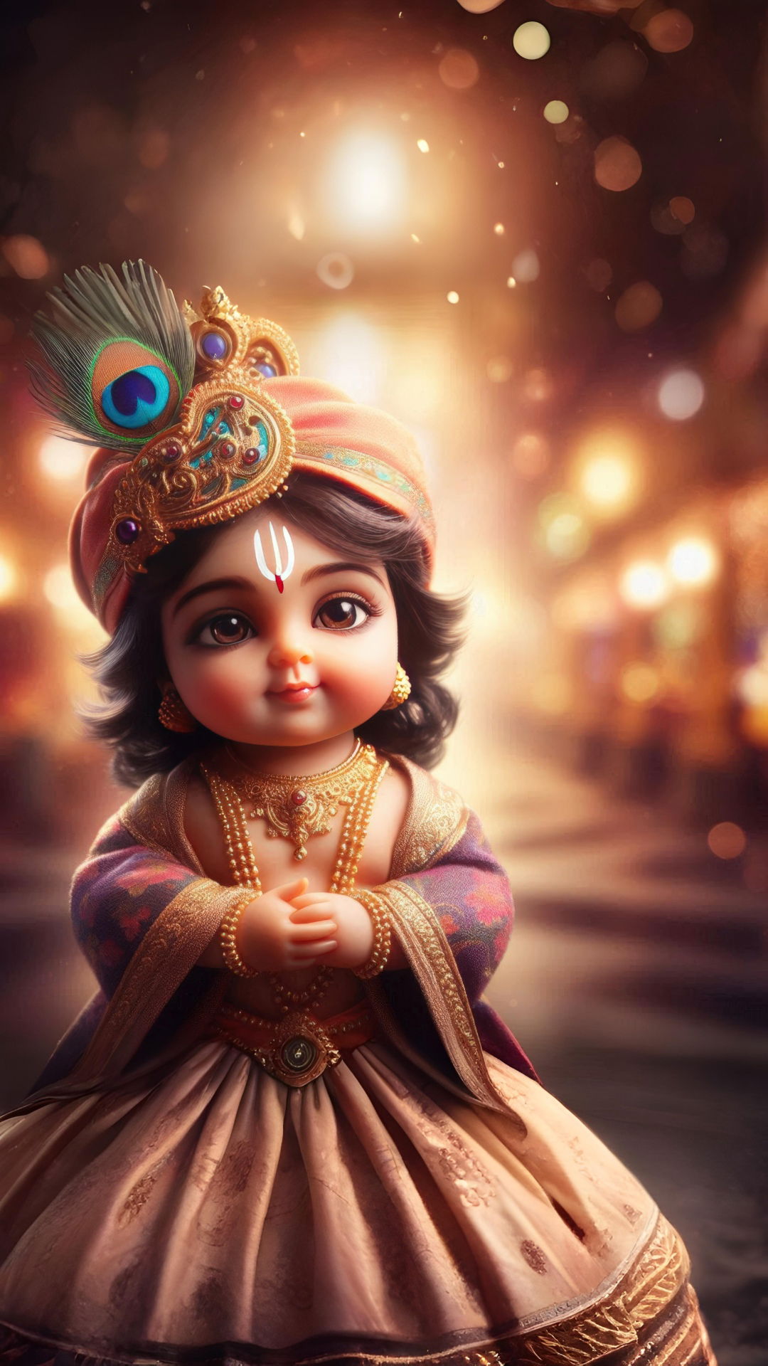 Cute baby Krishna with peacock feather