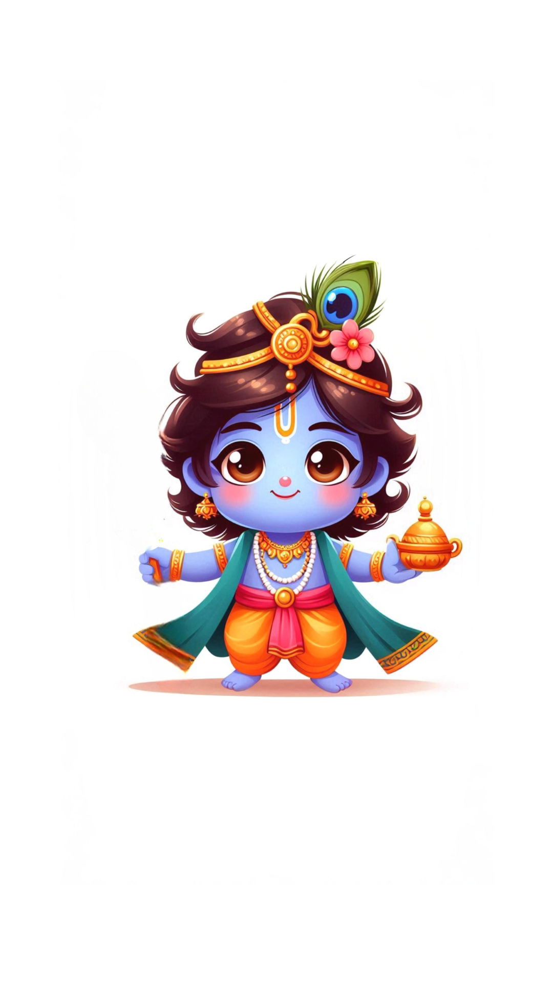 Cute baby Krishna with flute illustration