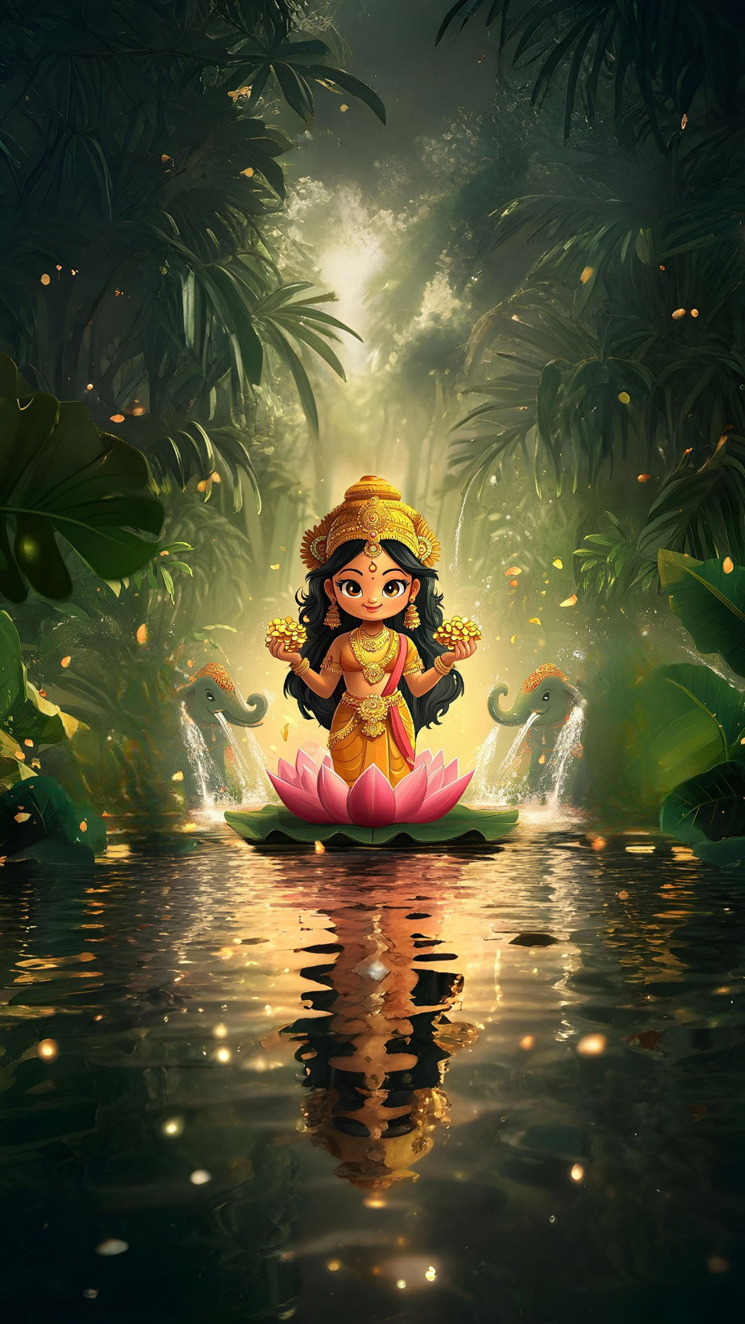 Lakshmi seated on a lotus flower