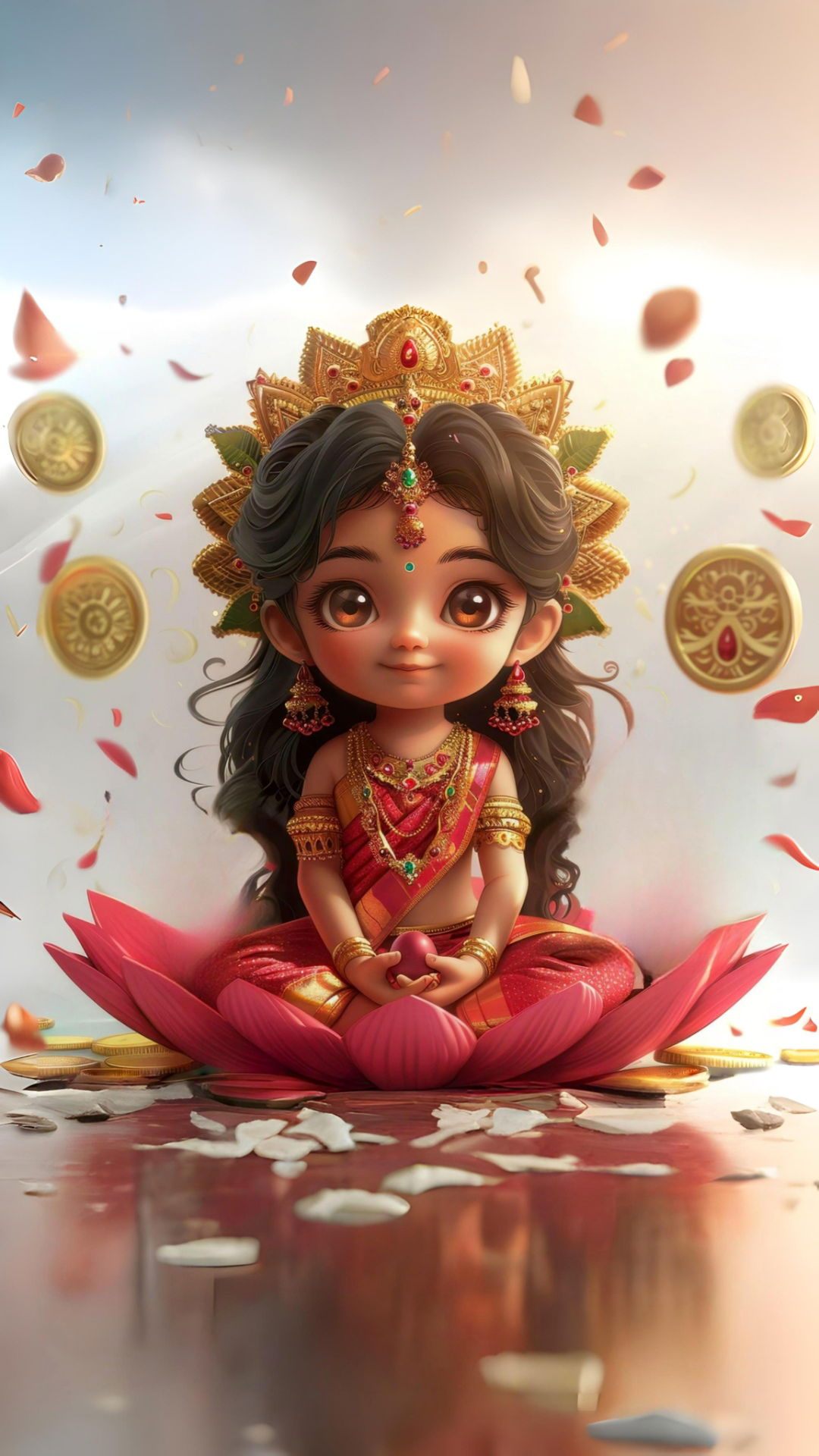 Goddess Lakshmi seated on a lotus