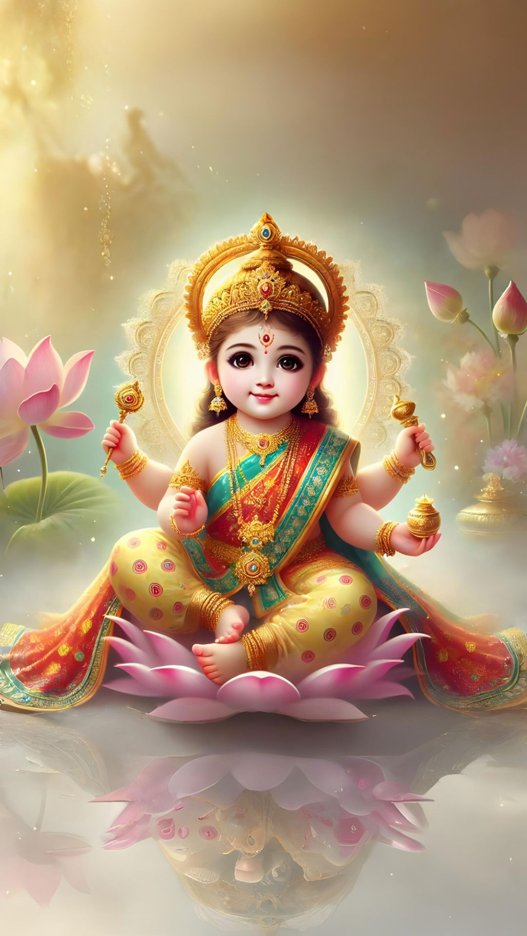 Goddess Lakshmi seated on a lotus