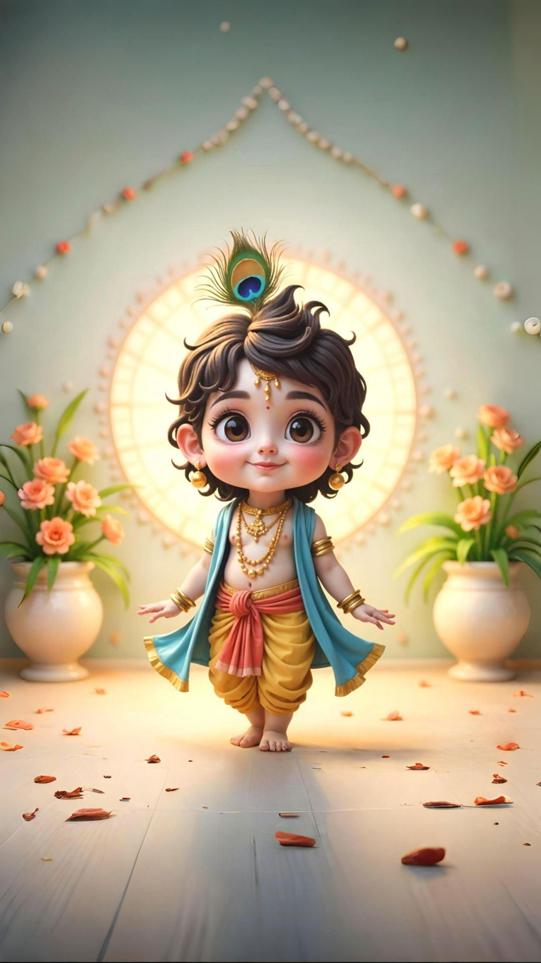 Cute baby Krishna with peacock feather