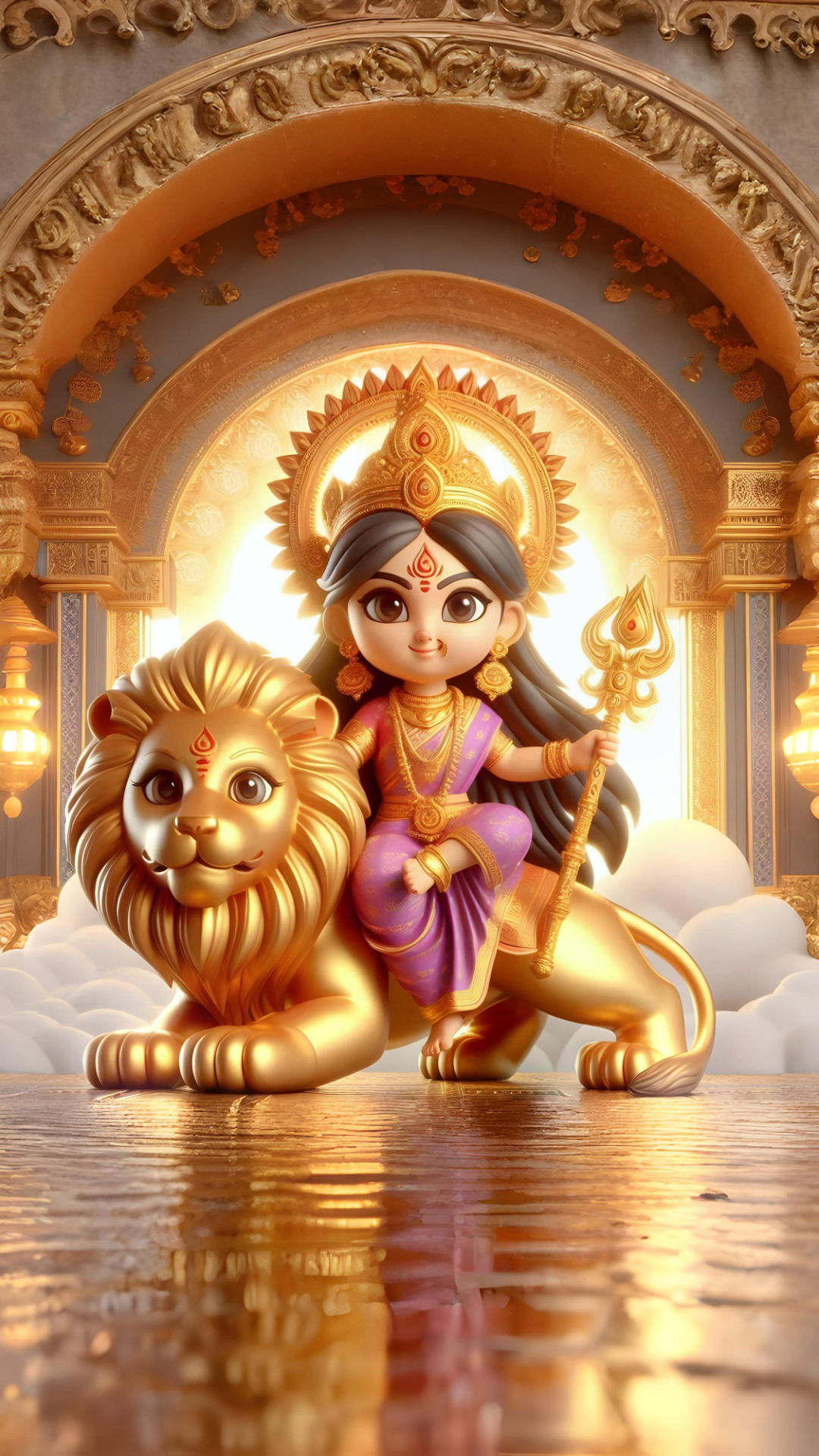 Durga riding a lion, divine protector