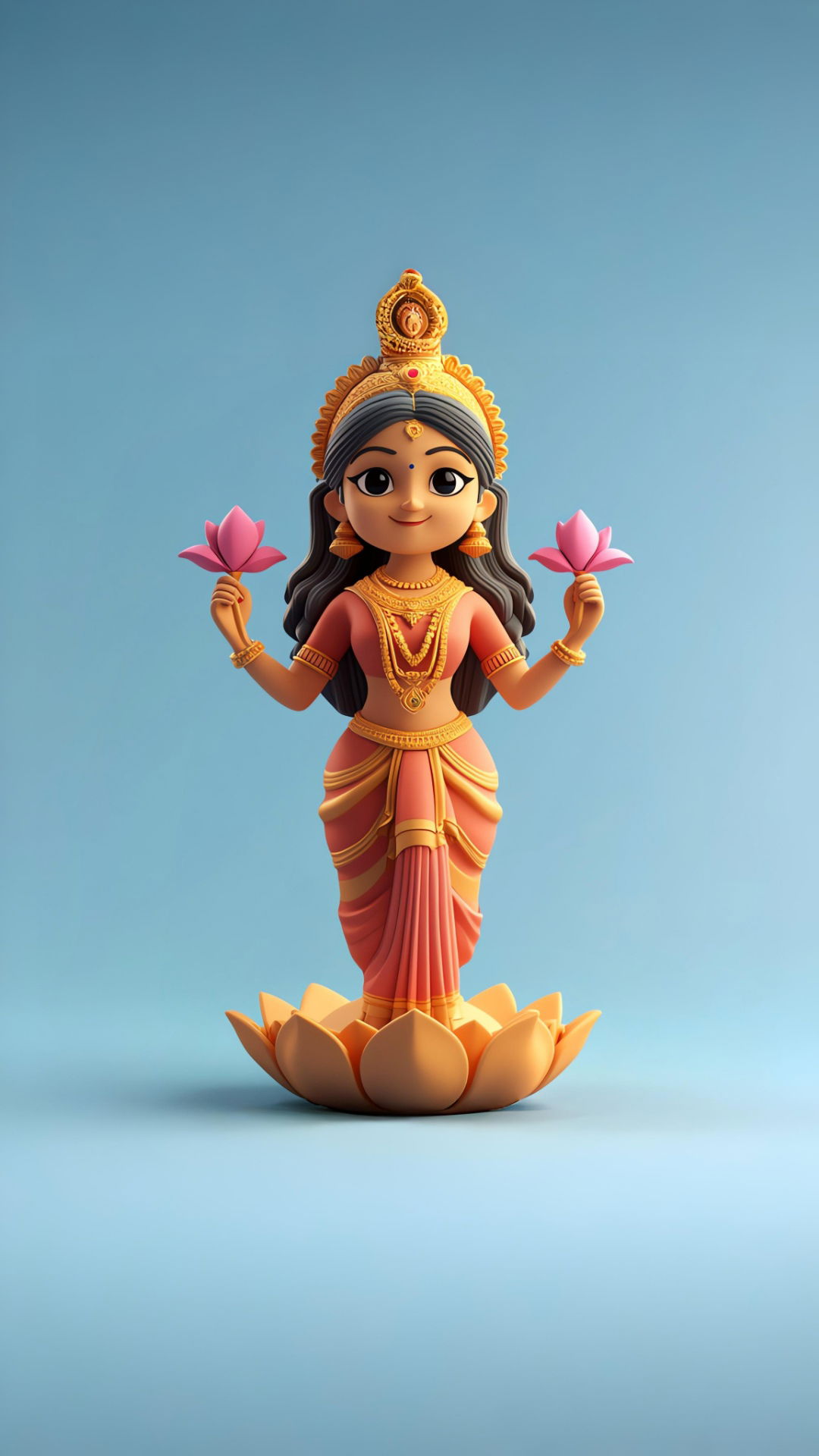 Goddess Lakshmi with lotus flowers
