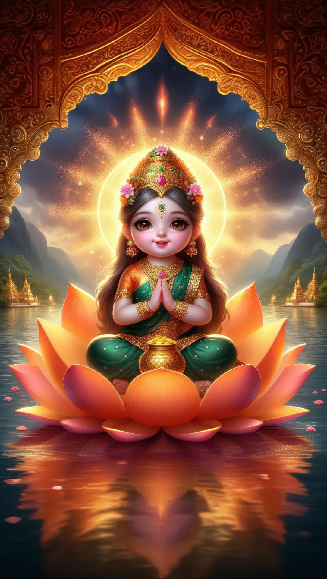Goddess Lakshmi on a lotus flower