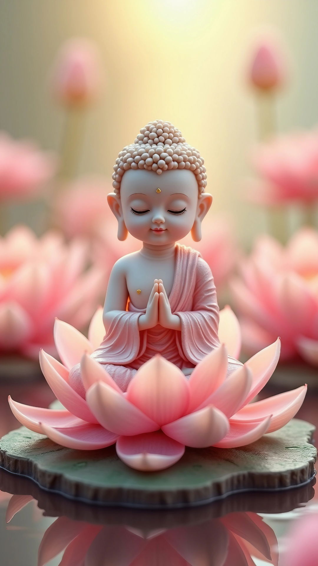 Buddha meditating on a lotus flower