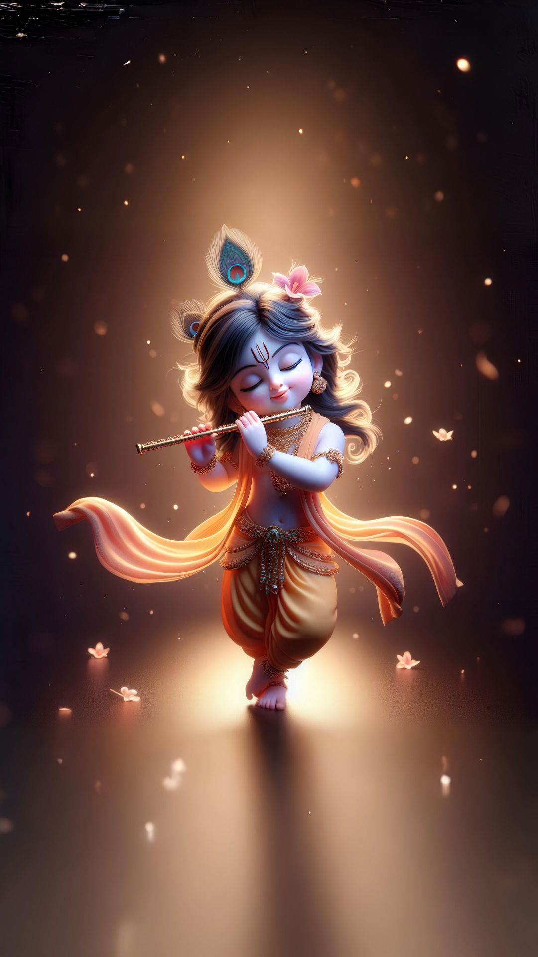 Cute Krishna playing a flute.