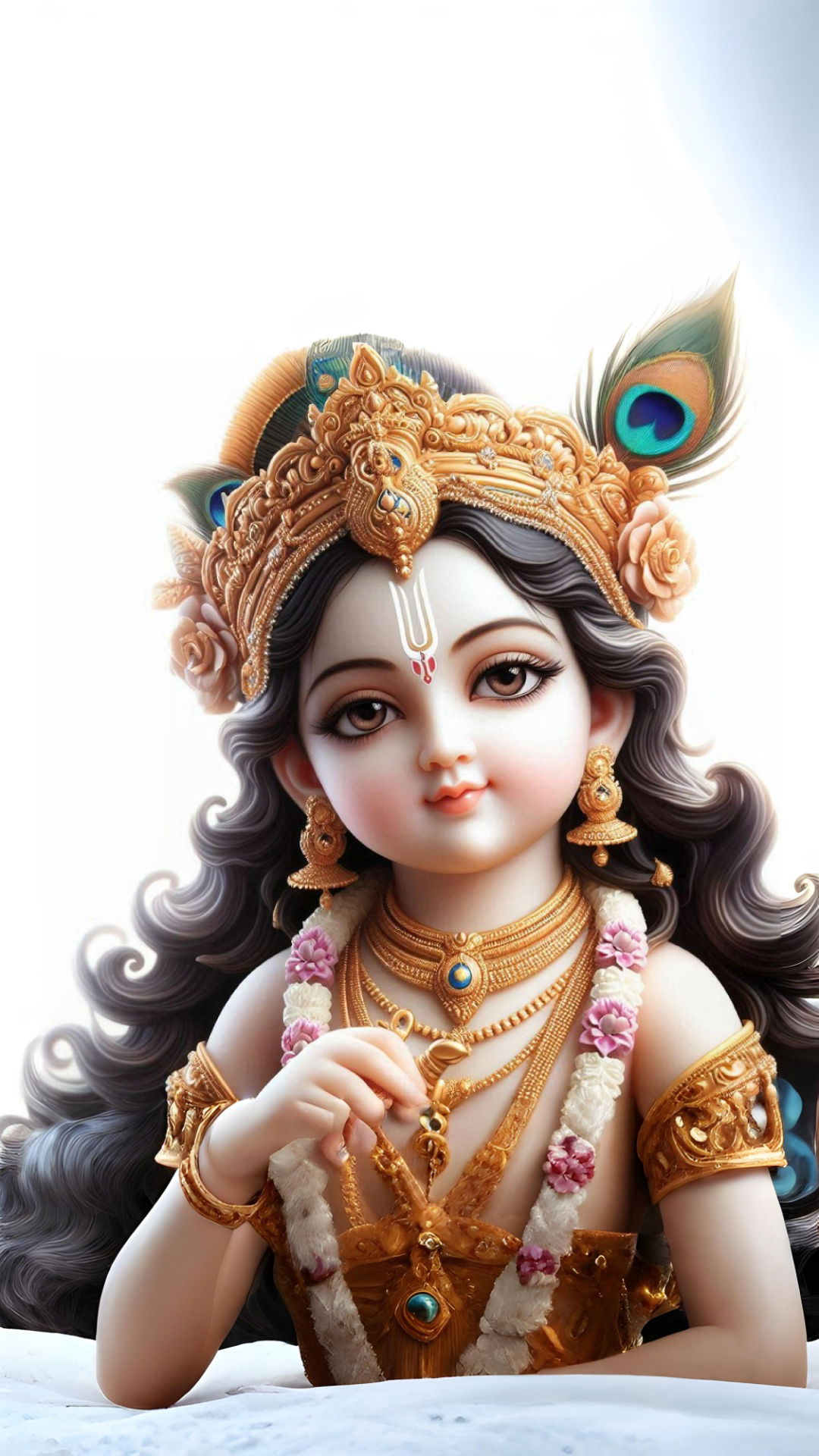 Cute baby Krishna with peacock feather