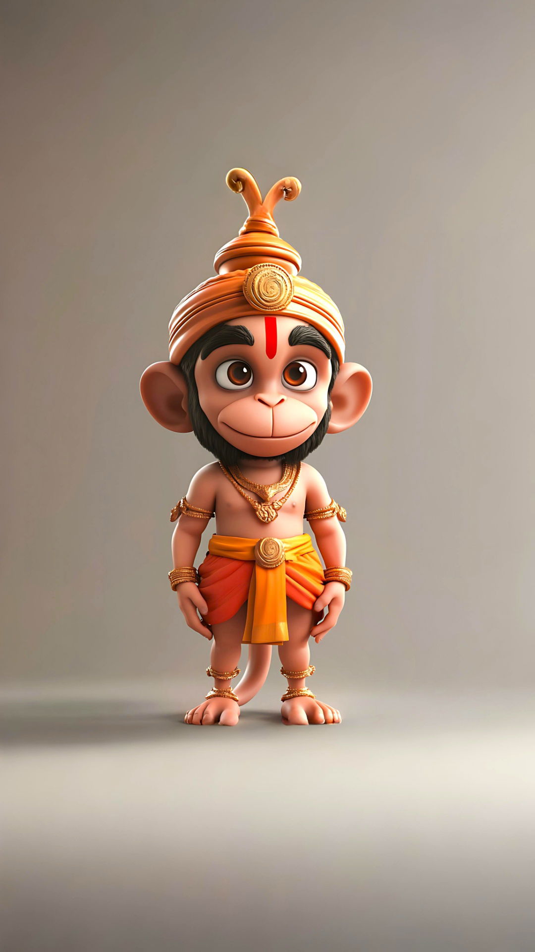 Adorable cartoon Hanuman standing proudly