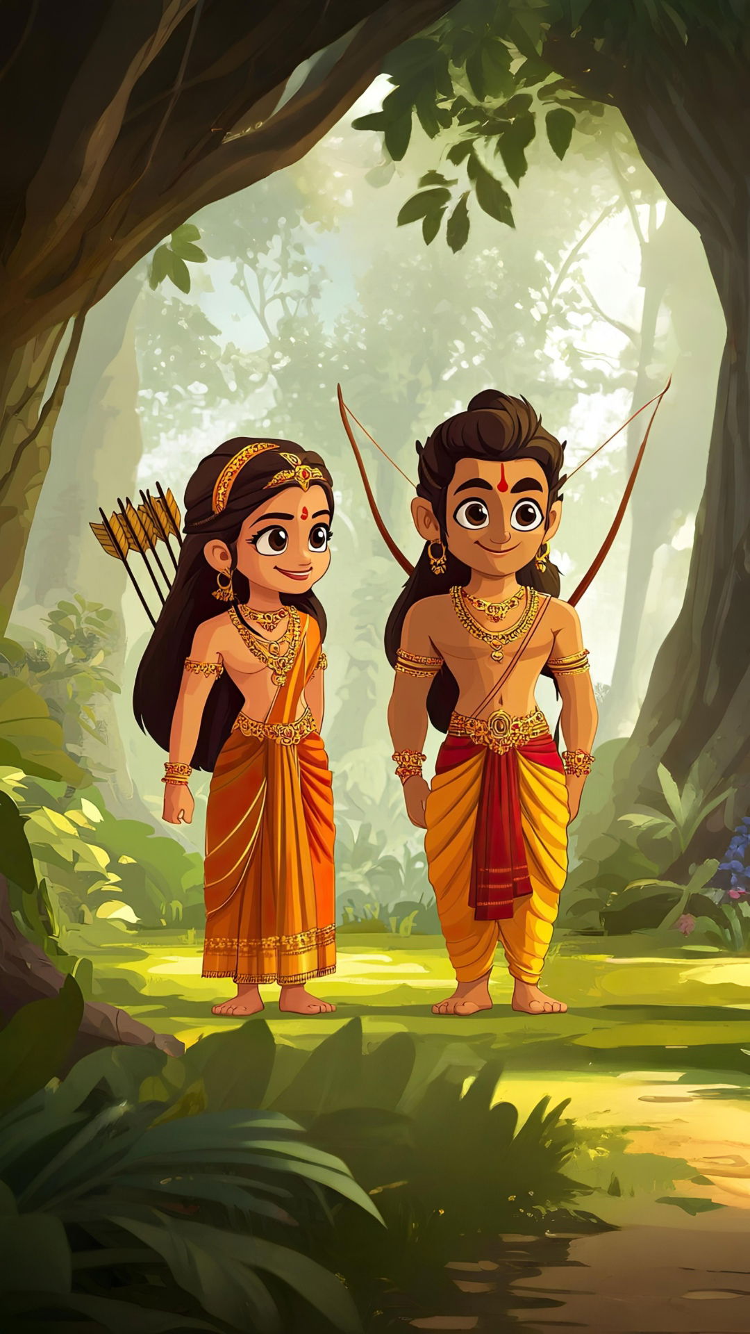 Lord Ram and Sita in forest setting