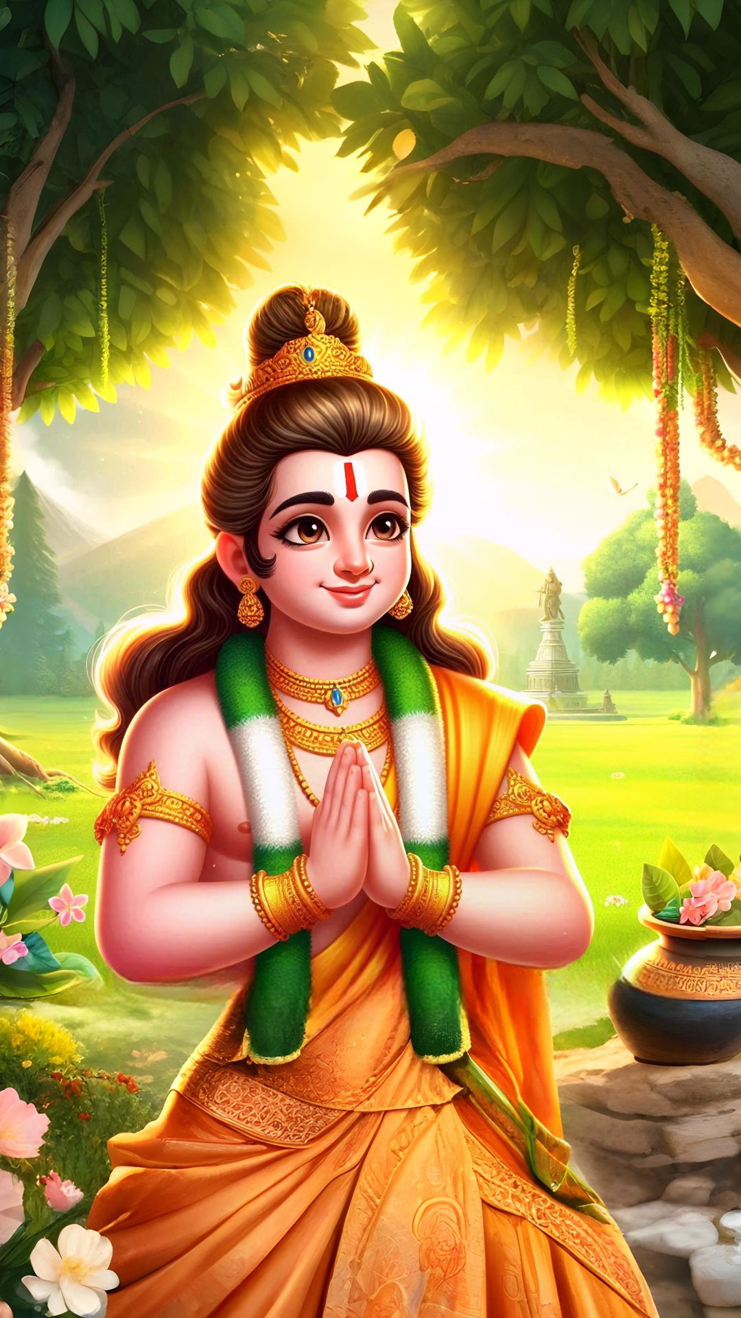 Lord Ram offers a prayer in forest.