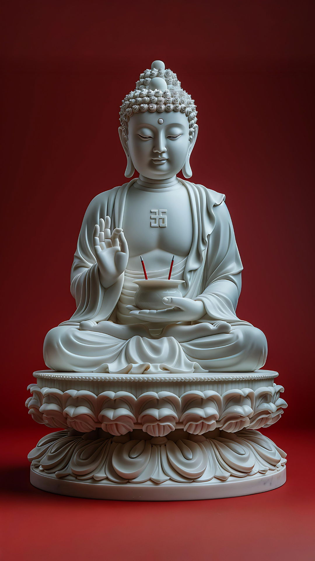 Buddha meditating on a lotus throne