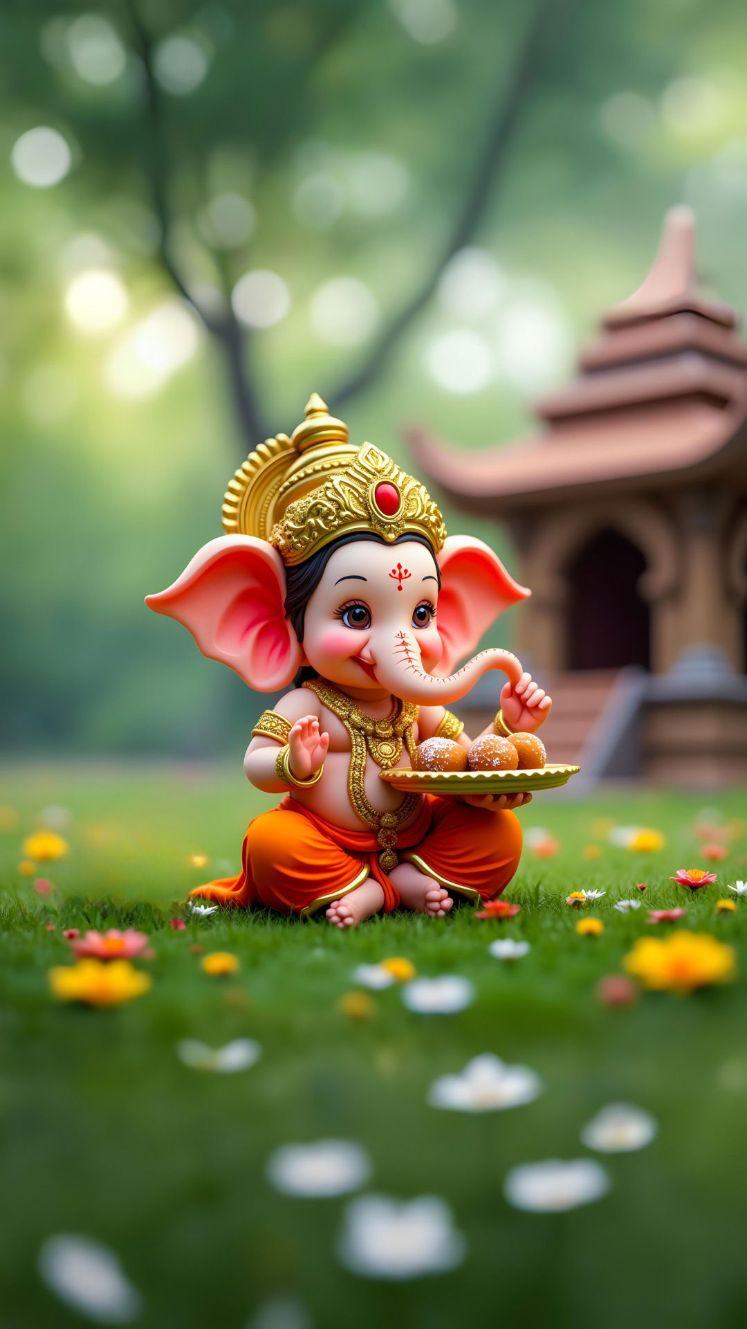 Ganesha offering modaks in garden