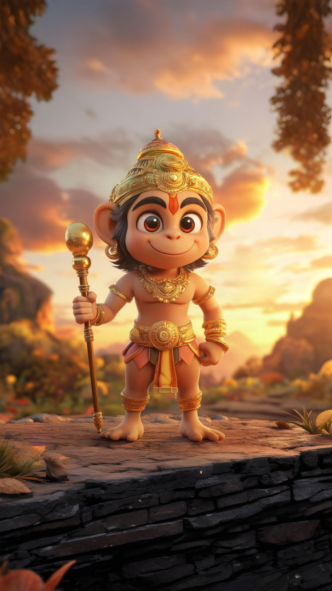 Hanuman holding mace, devotional wallpaper