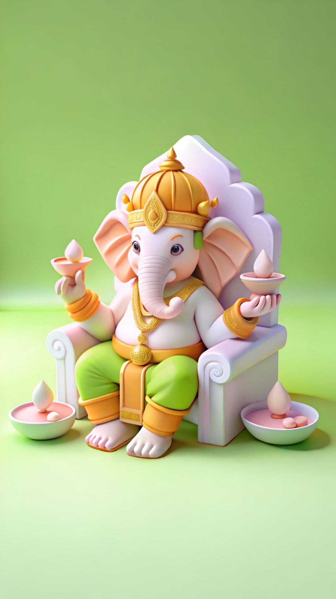 Adorable Ganesha with modak sweet offering