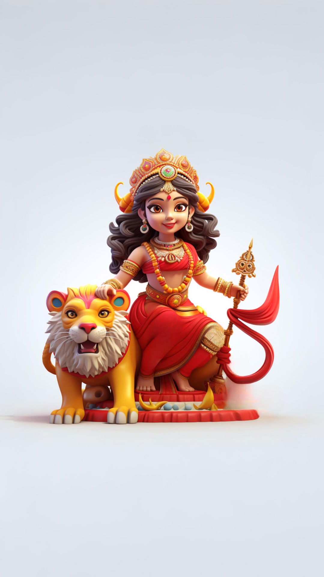 Goddess Durga with lion and weapons