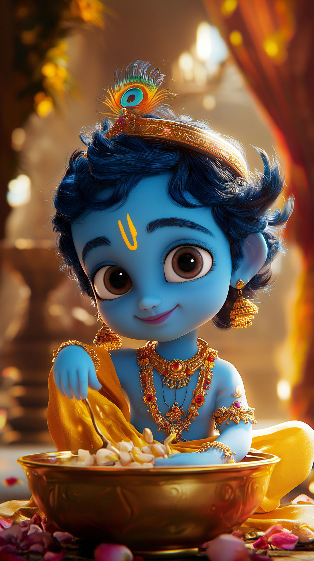 Cute baby Krishna stealing butter