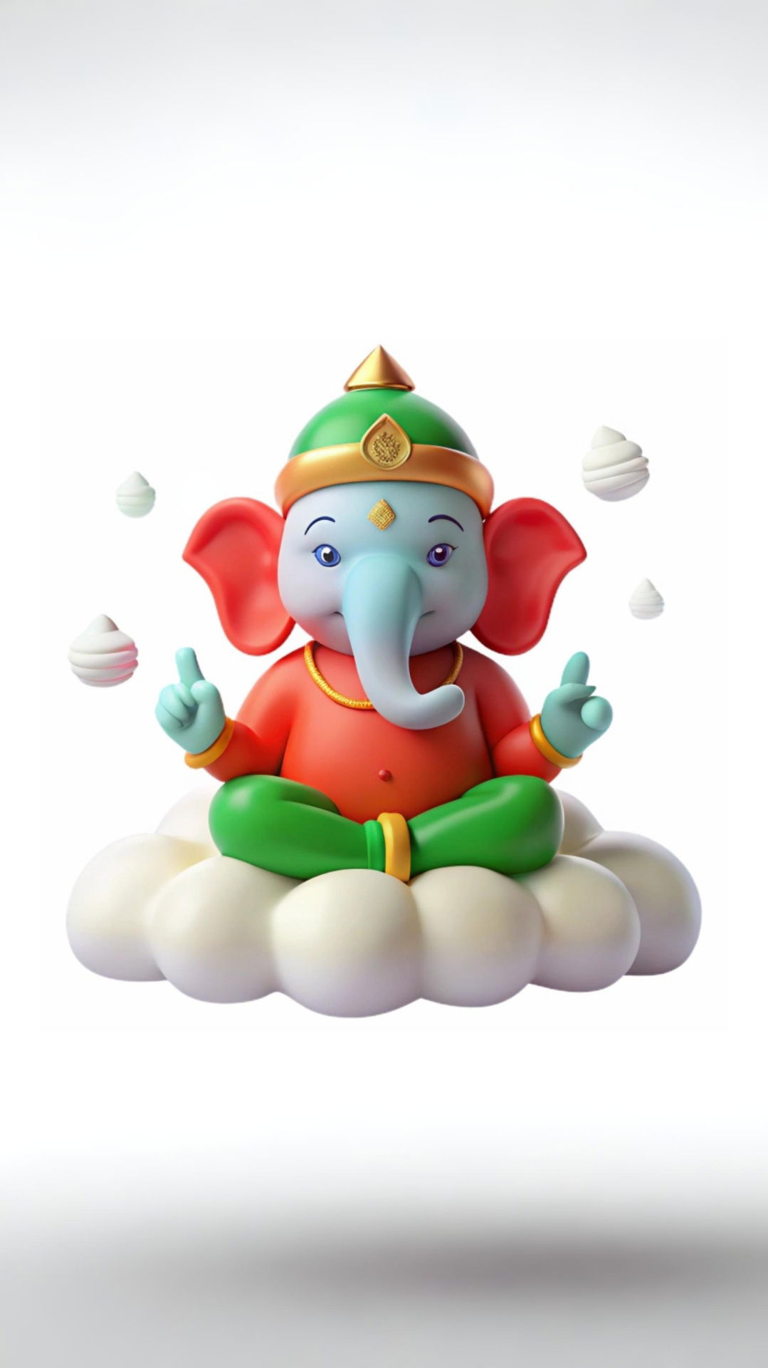 Ganesha offering modaks on a cloud
