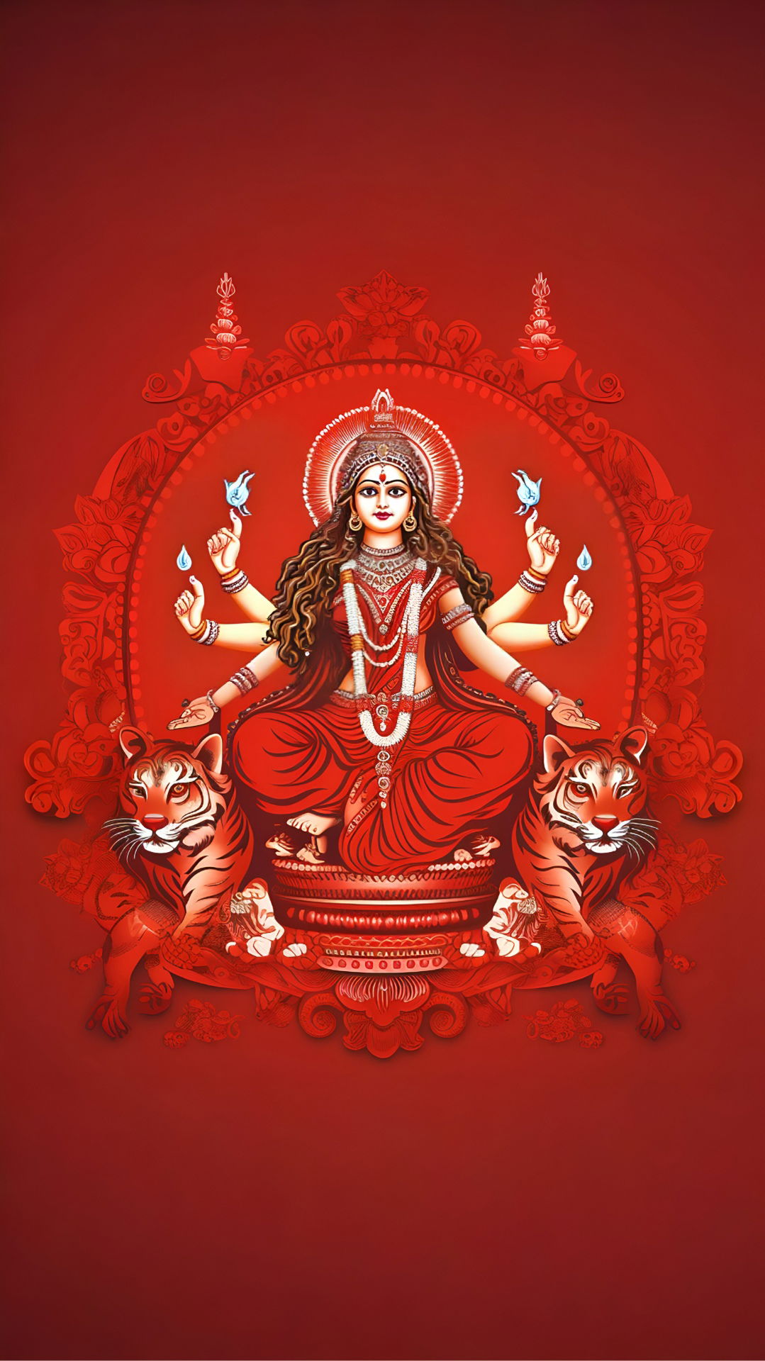 Maa Durga with lions, divine wallpaper