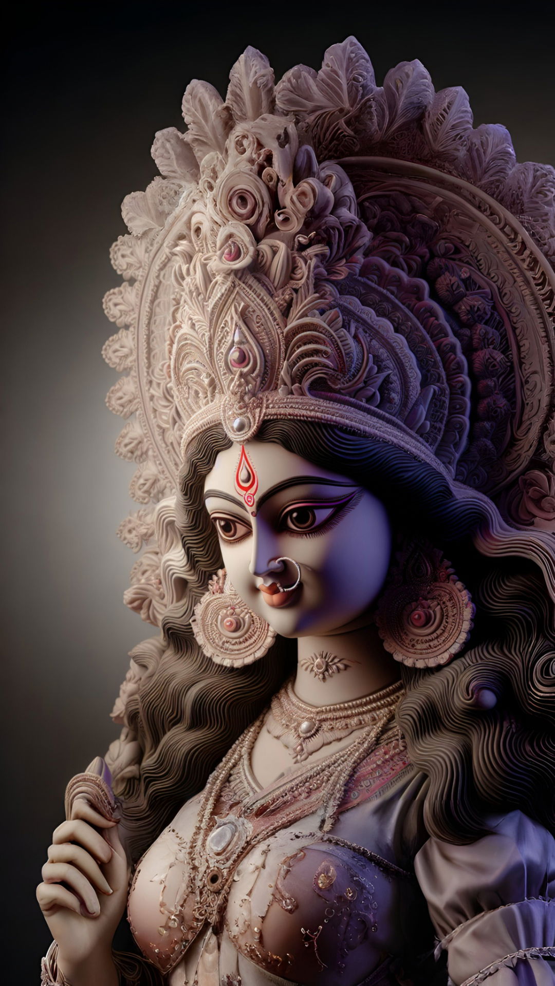 Close-up of Divine Durga Maa\'s face
