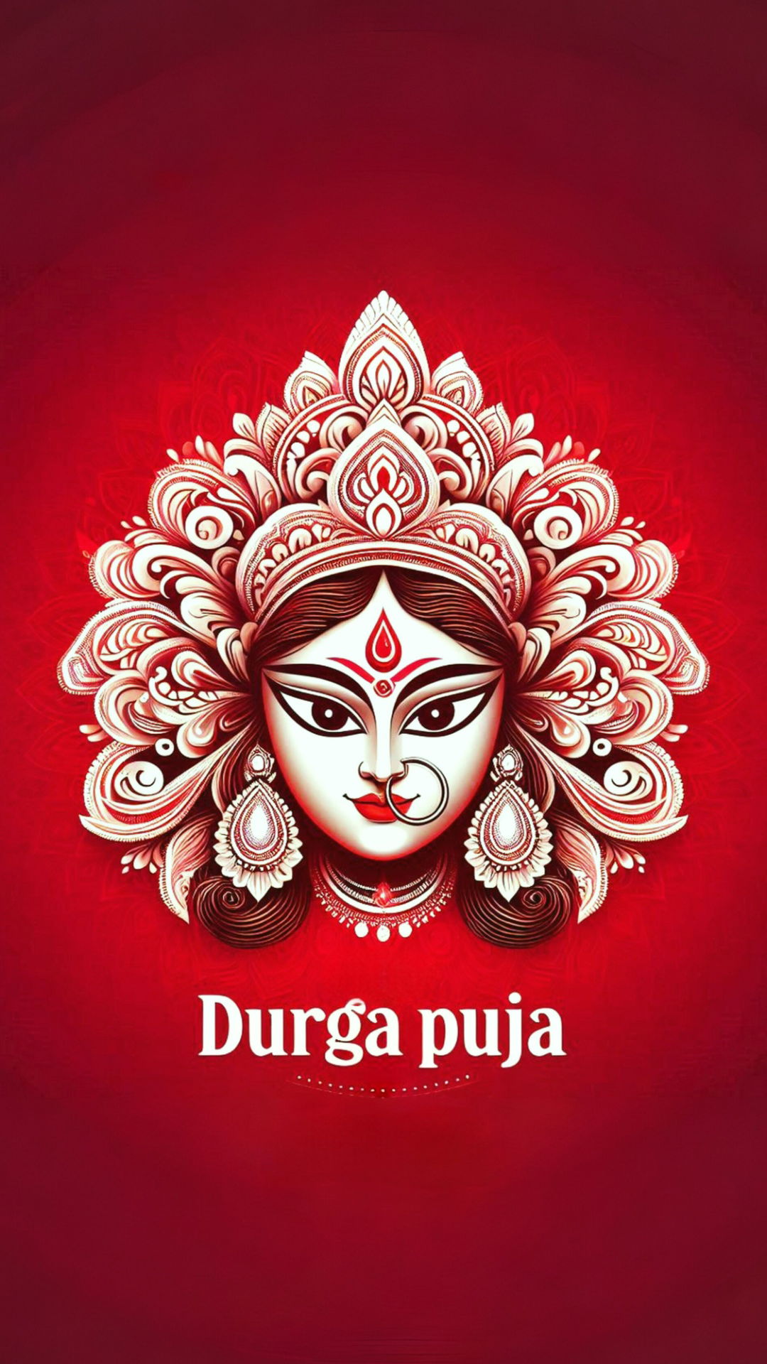 Goddess Durga’s face in intricate detail.