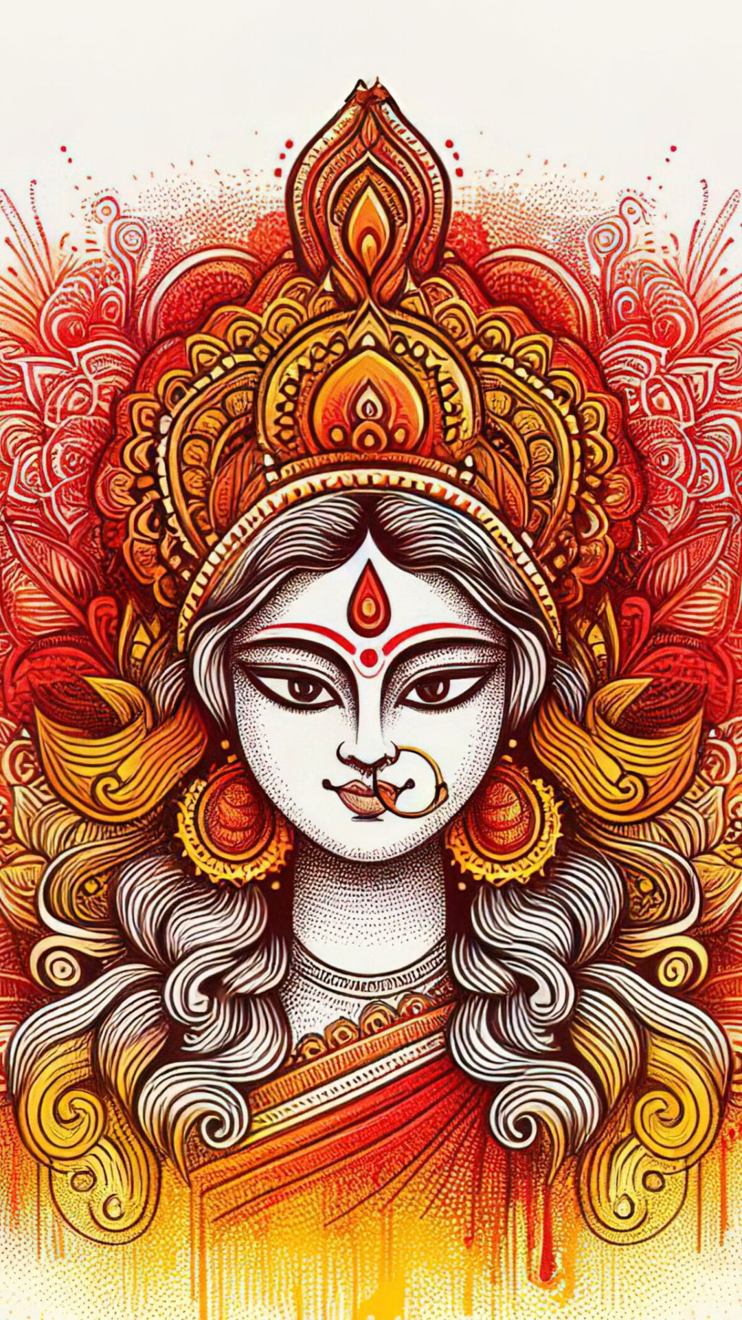Divine Durga Maa face, detailed artwork.