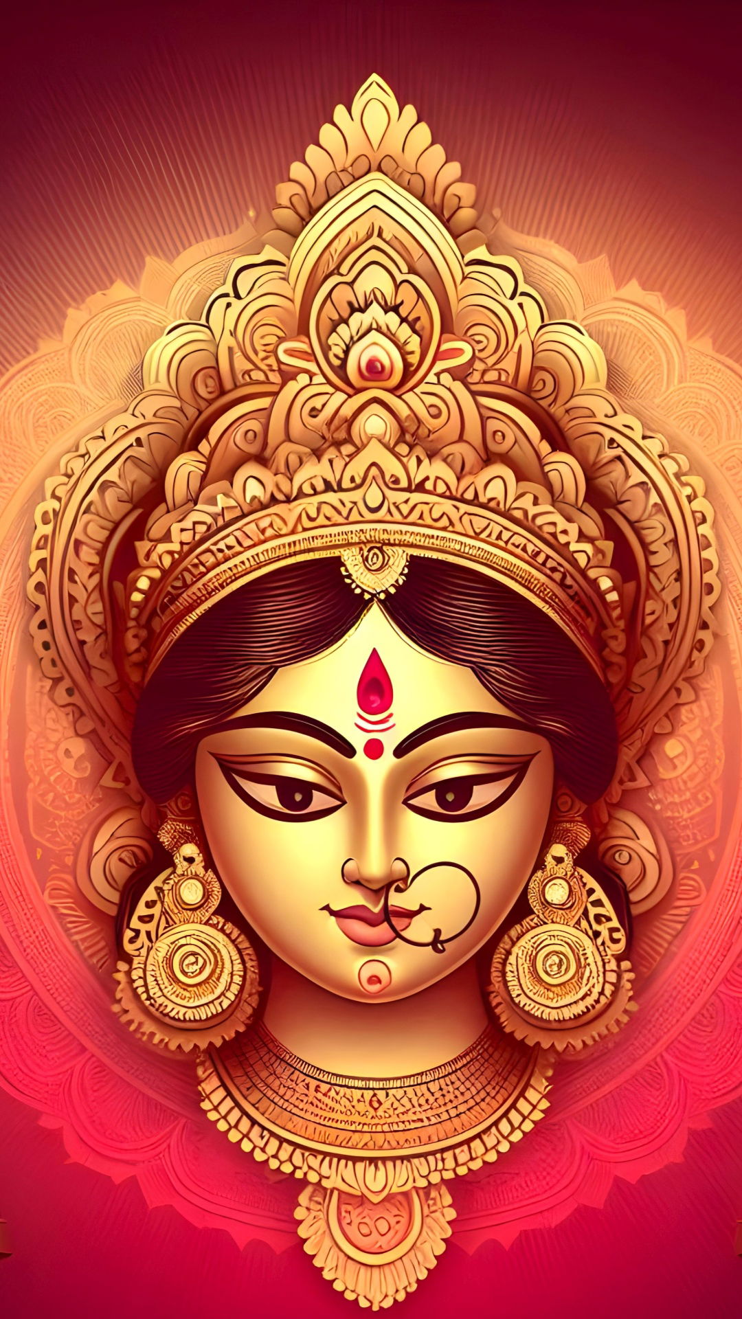 Close-up of Durga Maa\'s divine face