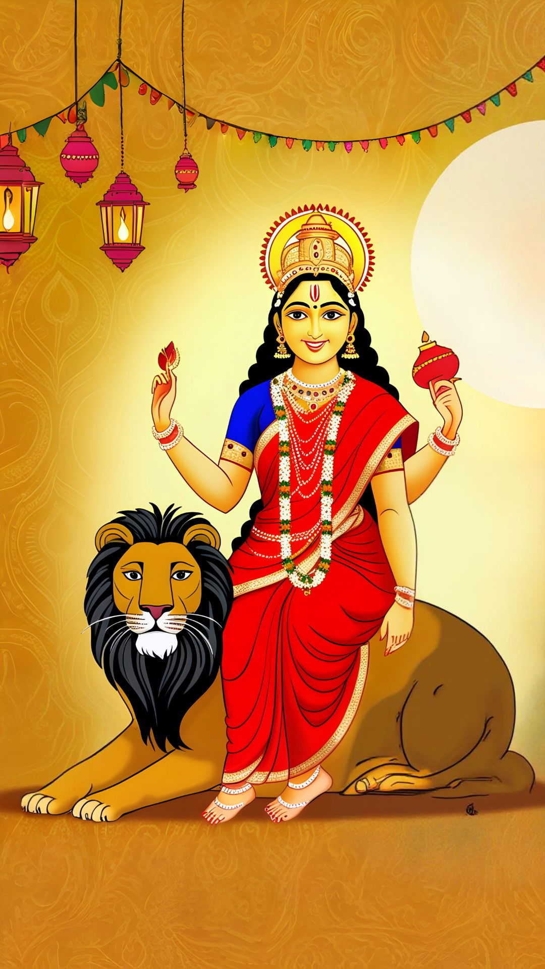 Durga Maa seated on a lion