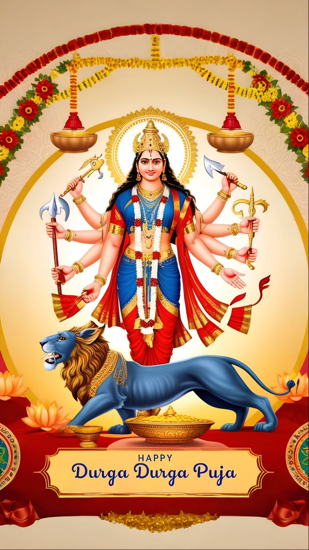 Durga Maa on Lion Throne