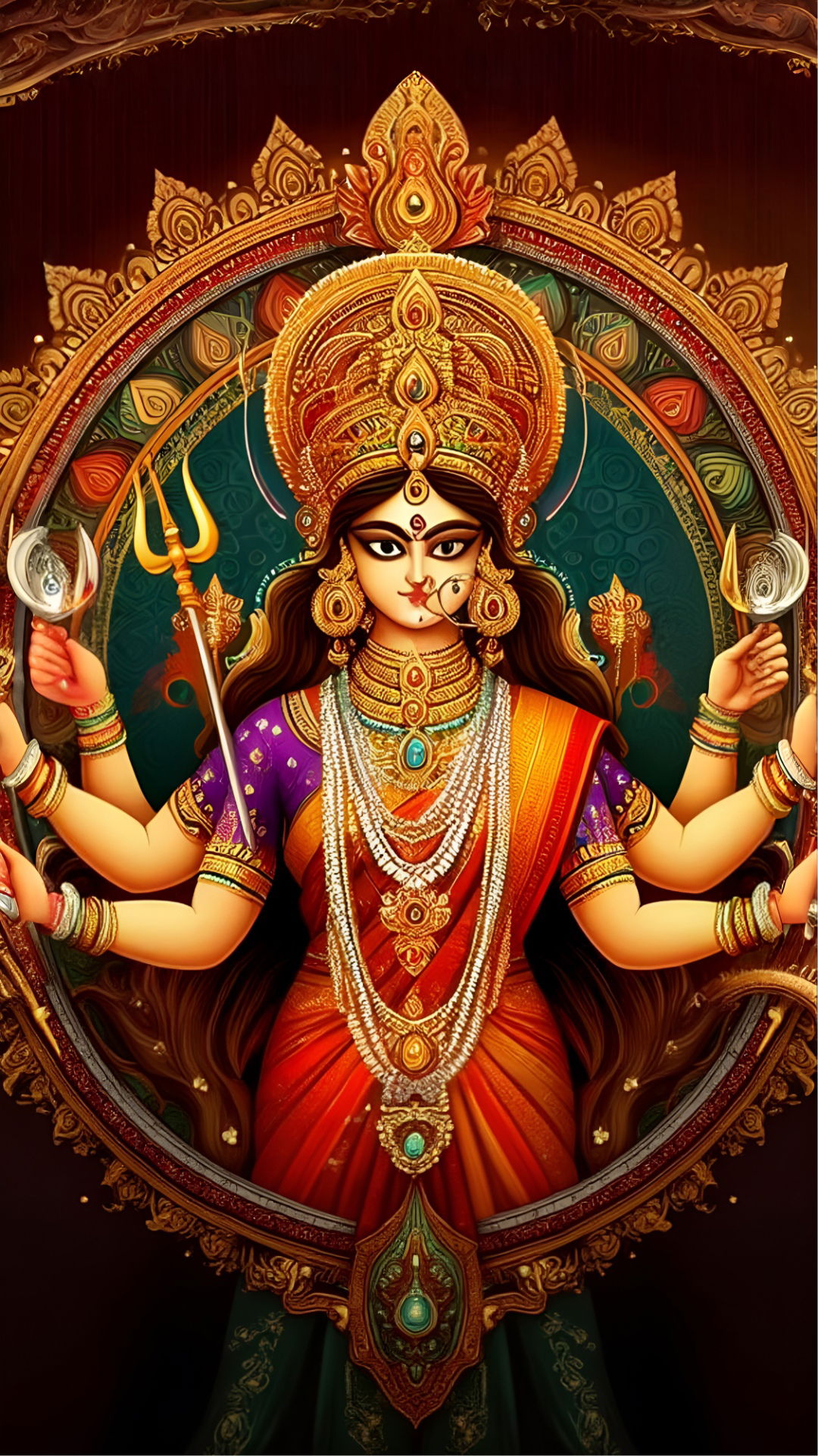 Goddess Durga in radiant, regal form.