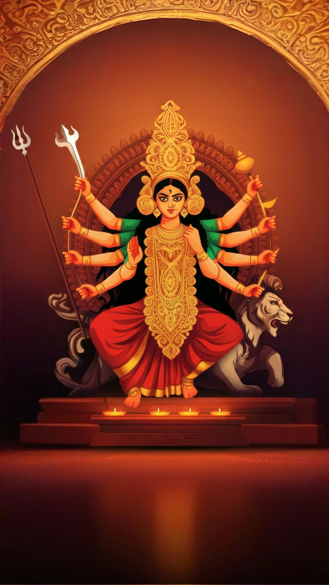 Durga Maa seated on a throne