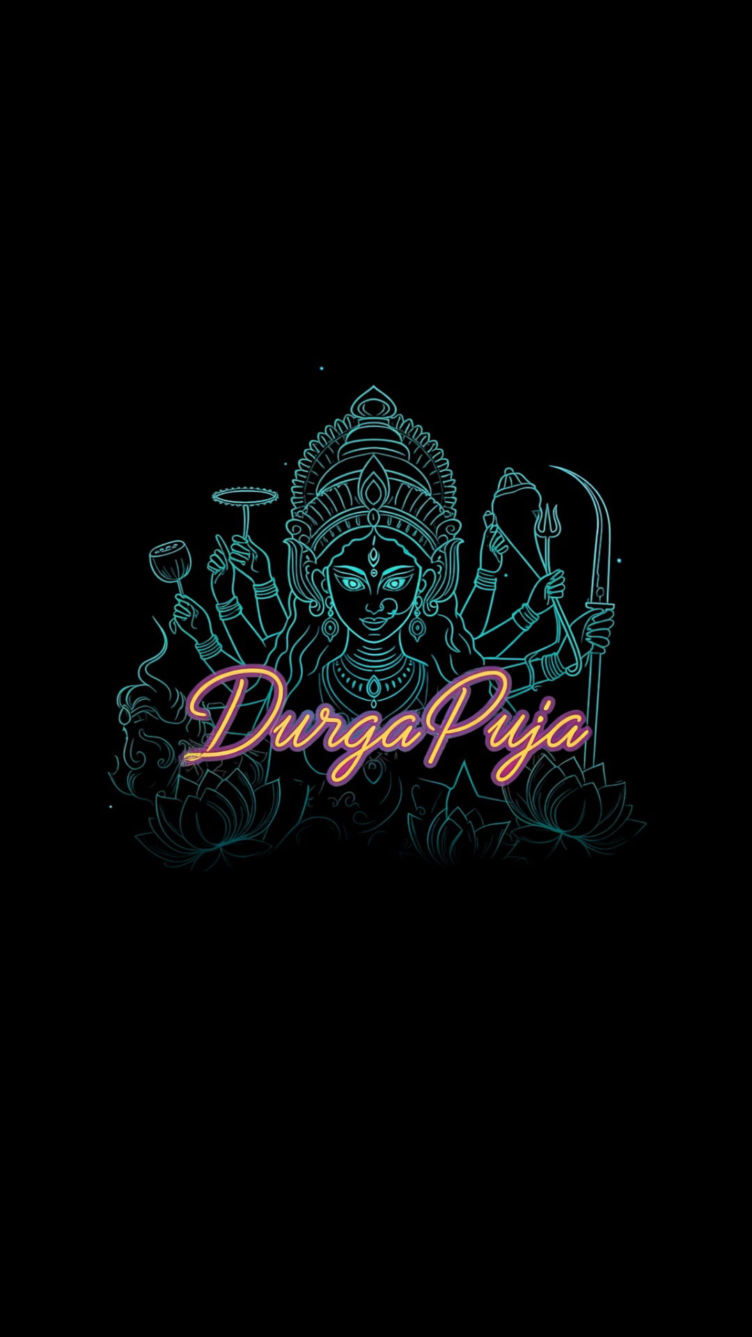 Neon Durga Maa on Lion