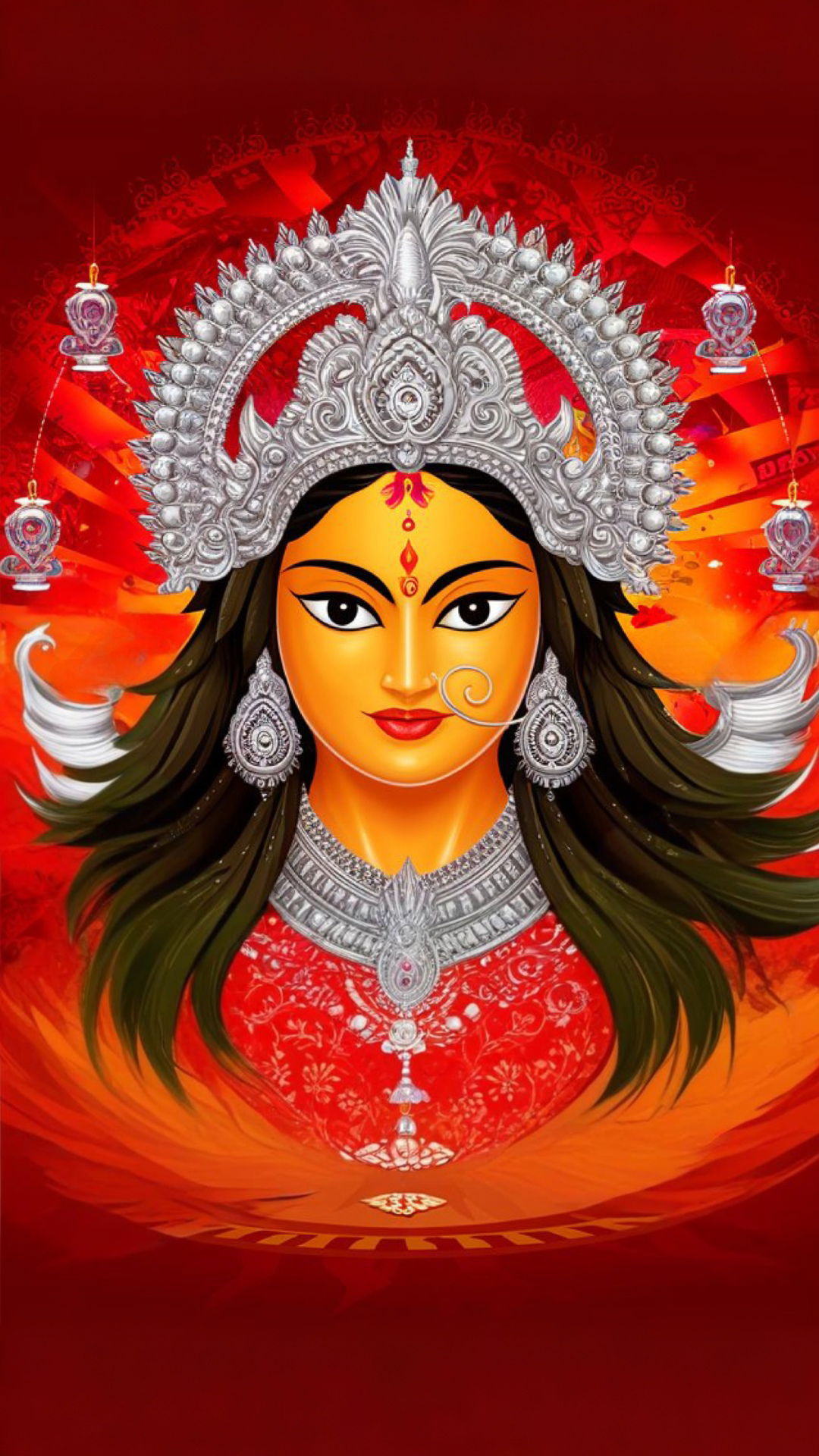 Goddess durga maa radiant face close-up