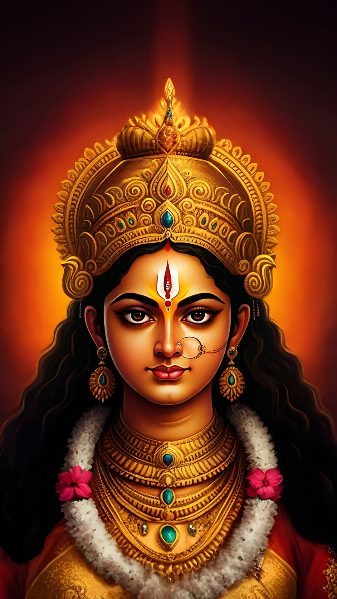 Close-up portrait of Maa Durga.