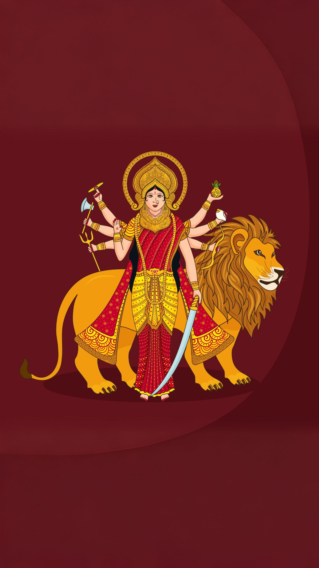 Durga Maa riding a golden lion