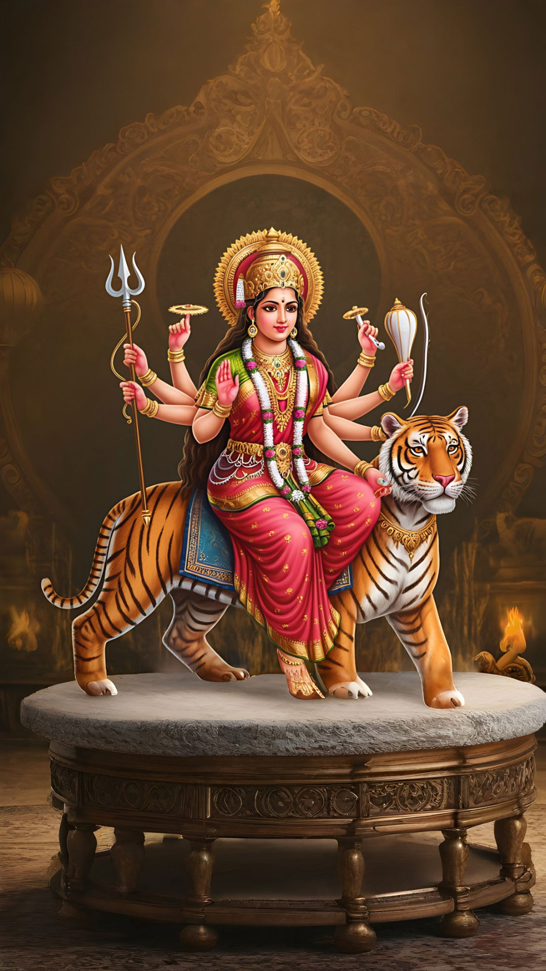 Durga Maa riding a tiger, divine image