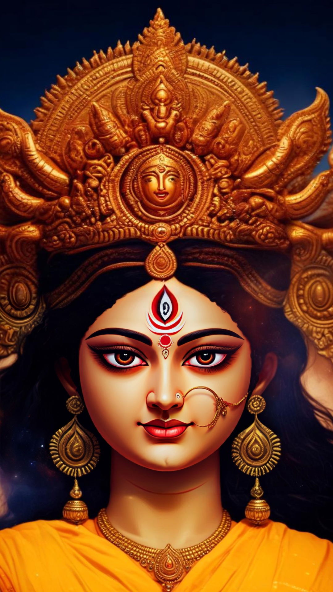Close up of Durga Maa\'s face
