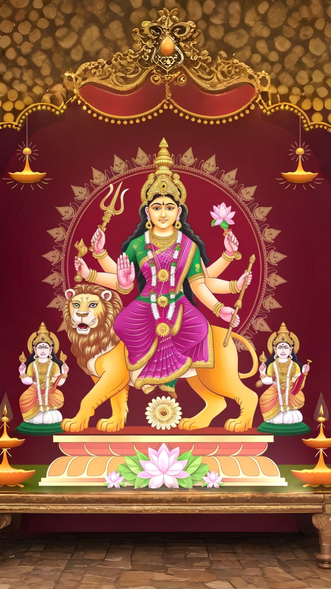 Durga maa riding a lion, divine image