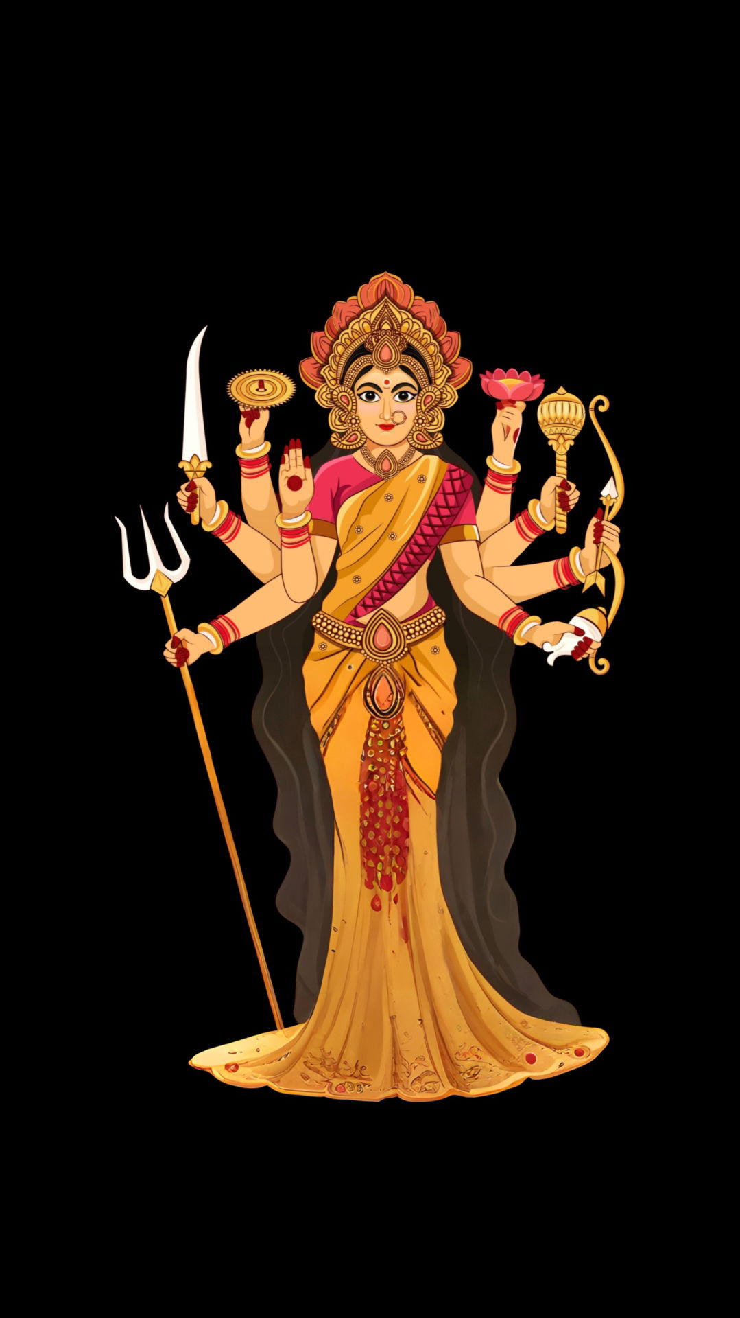Durga Maa with weapons and lotus
