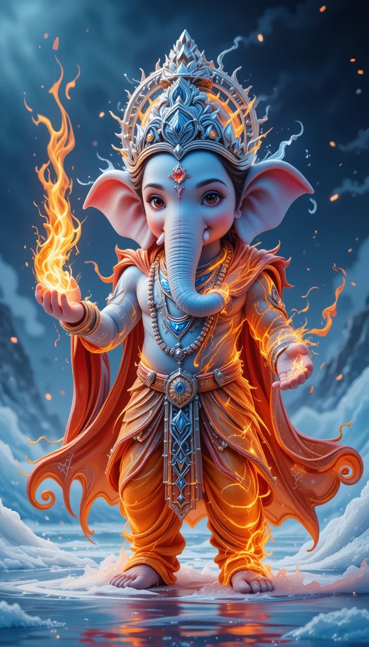 Young Ganesha holding a flame